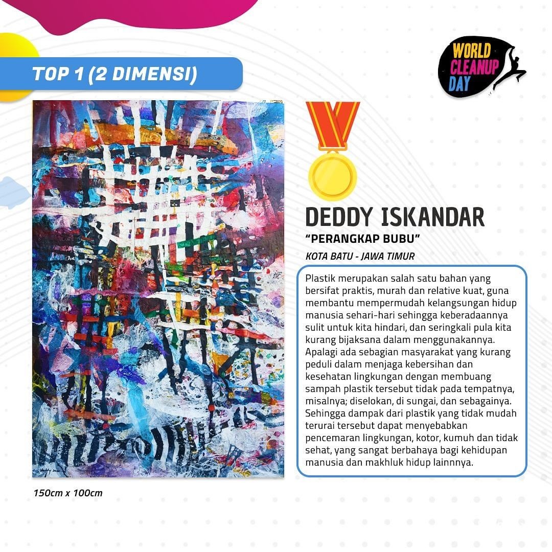 Deddy Iskandar pemenang pertama sayembara Karya Seni dari Sampah dalam rangka World Water Forum ke-10 di Bali