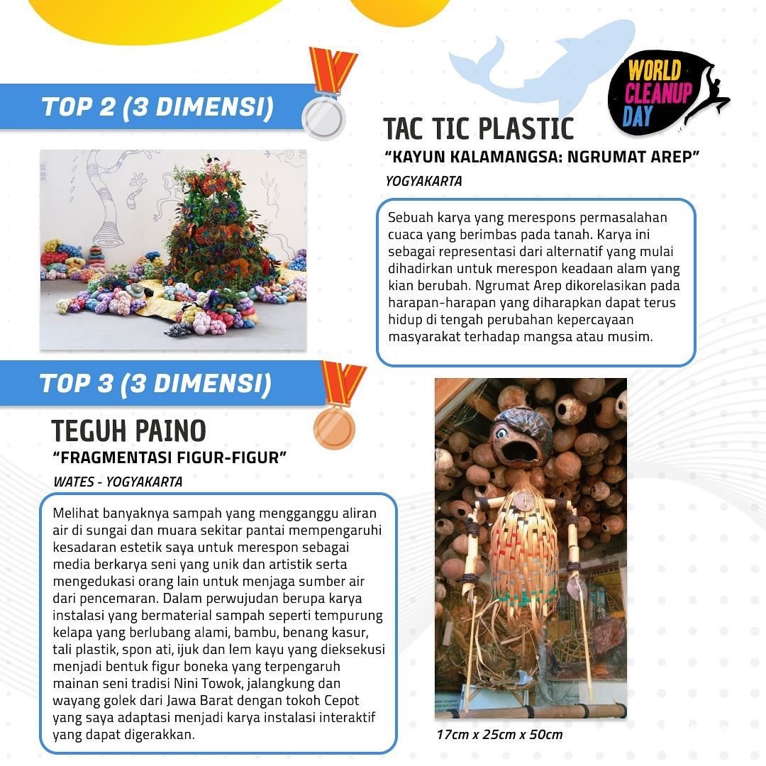Tac Tic Plastic dan Teguh Paino pemenang sayembara Karya Seni dari Sampah dalam rangka World Water Forum ke-10 di Bali