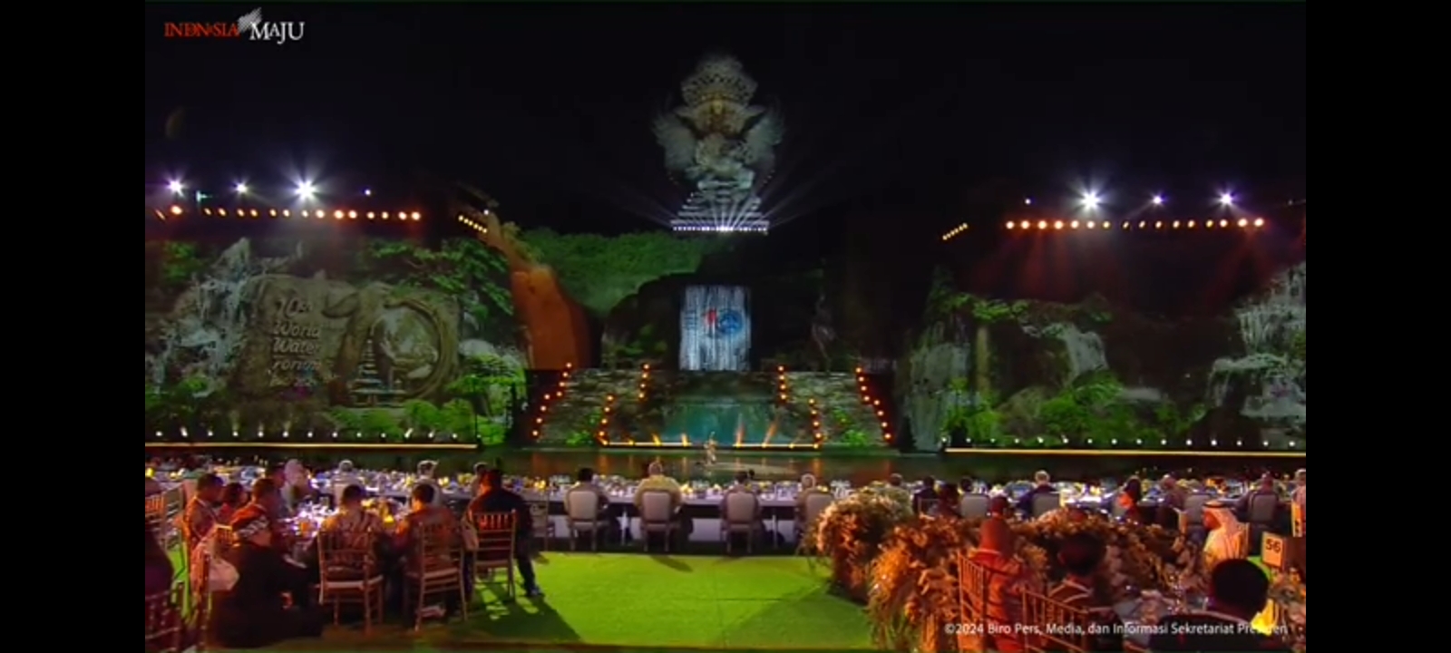 Kemegahan Panggung Gala Dinner WWF 2024. (Tangkapan layar/ dari channel YouTube Sekretariat Presiden)